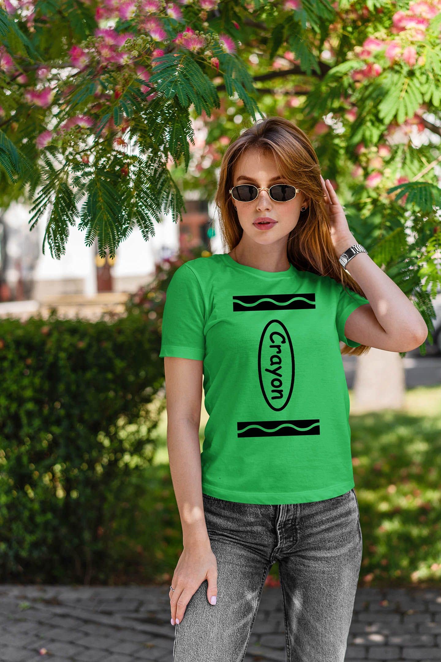 Veracco® Crayon Funny T-Shirts – Halloween Shirt for Women Girls Cool Halloween Costumes Adult Crayon Costume Irish Green