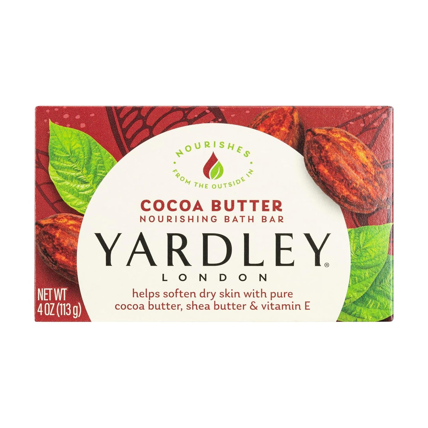 Yardley London Cocoa Butter Bath Soap Bar - Nourishing Formula with Shea Butter & Vitamin E | 4 oz