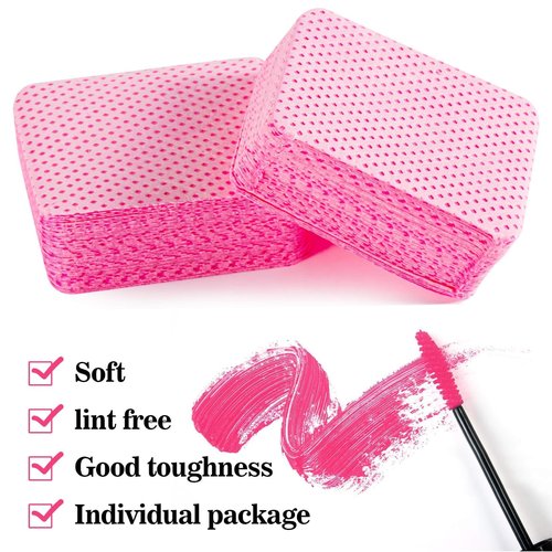 MAQIHAN 600 Lint Free Nail Wipes - Pink Nail Polish Remover Wipes Lint Free Nail Wipes Pads for Gel Nails No Lint Nail Glue Wipes Eyelash Extensions Toallitas Para Uñas Sin Pelusa Nail Supplies
