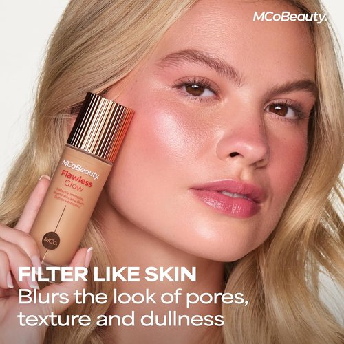 MCoBeauty Flawless Glow Luminous Skin Filter - 4-in-1 Primer, Highlighter & Foundation Booster - Dewy Tint with Squalane & Vitamin E - Vegan & Cruelty-Free