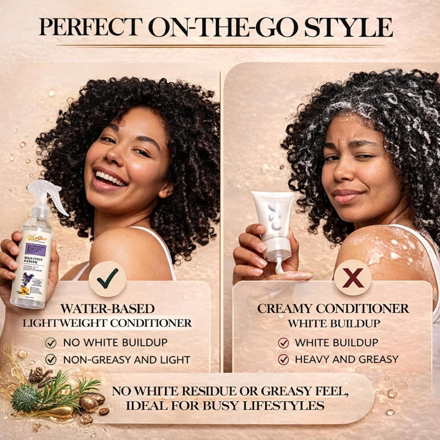 Skiennix Lightweight Leave-In Conditioner Spray - Rosemary & Castor Oil for Type 2-4 Hair | 8.45 Fl. Oz