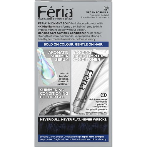 L’Oreal Paris Feria Midnight Bold Hair Dye - One-Step Permanent Color Kit for Dark Hair | Cosmic Azure
