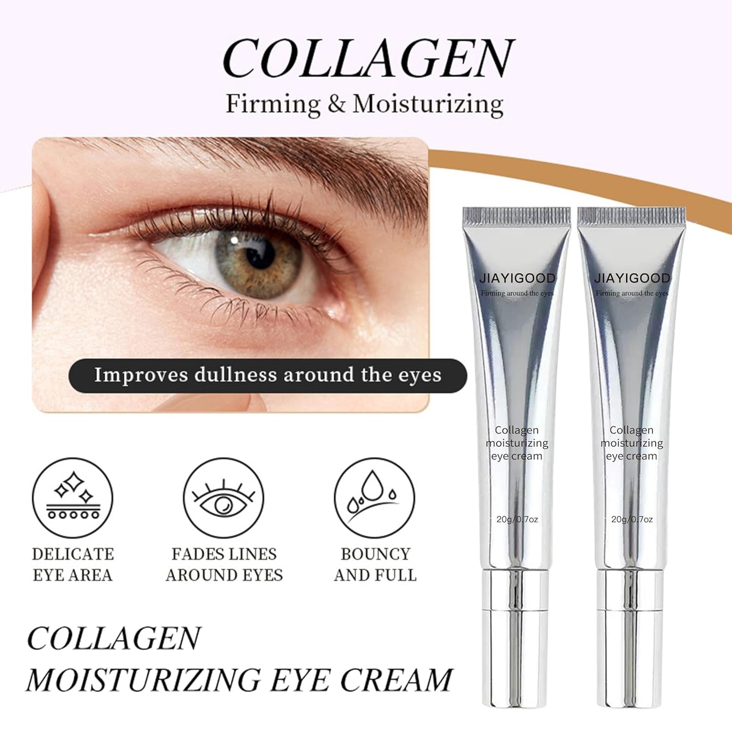 Skiennix Vegan Collagen Eye Cream - Cooling Roller with Peptides & Triple Hyaluronic Acid for Dark Circles & Puffiness