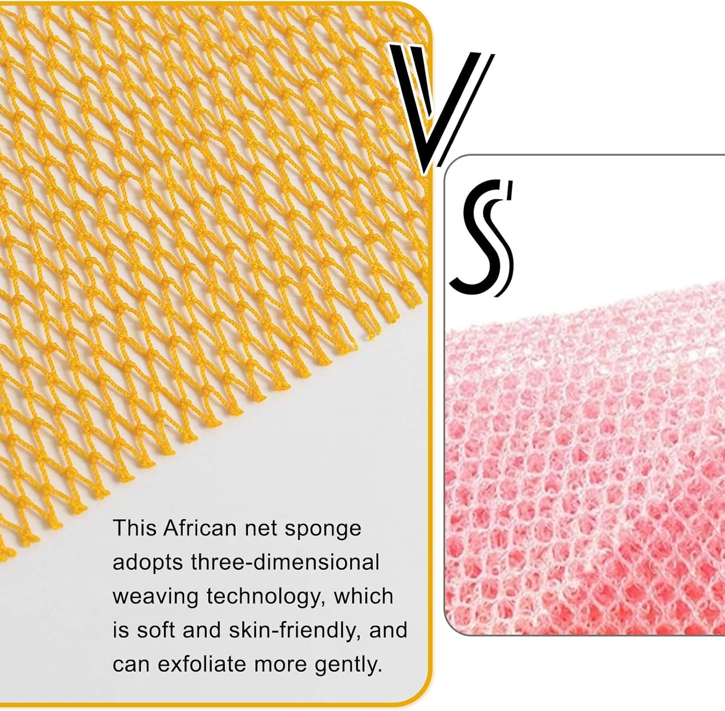 Skiennix African Net Sponge - Long Nylon Exfoliating Bath Washcloth for Deep Clean | 63-Inch Stretch (Pink, Orange)