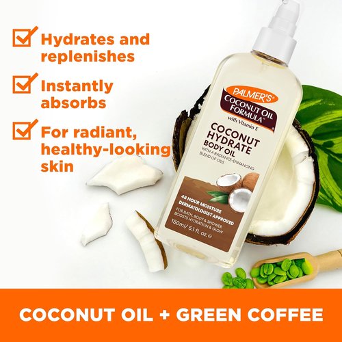 Palmer's Coconut Oil Formula Body Oil - Moisturizing Bath Oil with Green Coffee Extract | 5.1 Ounces