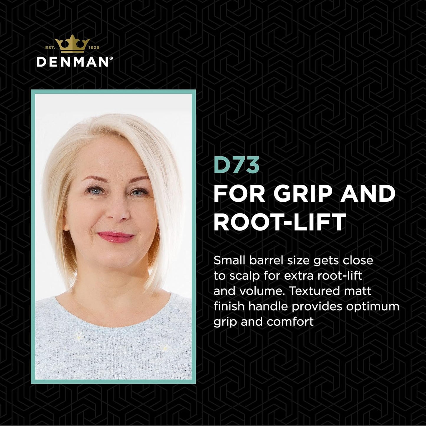 Denman Curling Round Hair Brush - Vented Barrel with Nylon Bristles for Volume & Movement | Black D73