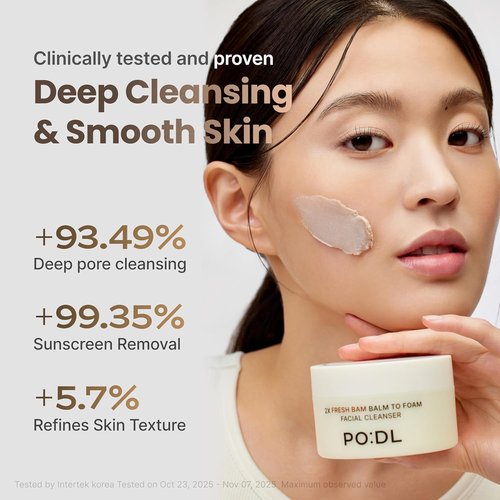 PODL Balm to Foam Cleanser - Deep Cleansing Makeup & Sunscreen Remover | Vegan Korean Skincare 4.39 fl oz