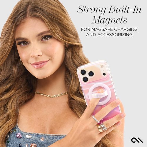 Case-Mate Soap Bubble iPhone 17 Pro Max Case - Stylish Peach Iridescent Cover with 12ft Drop Protection | MagSafe Compatible