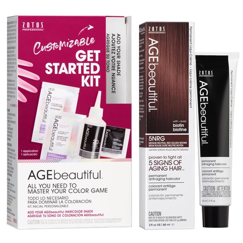 AGE Beautiful Permanent Hair Color Dye - 100% Gray Coverage & Anti-Aging Formula | Biotin for Thicker, Healthier Hair