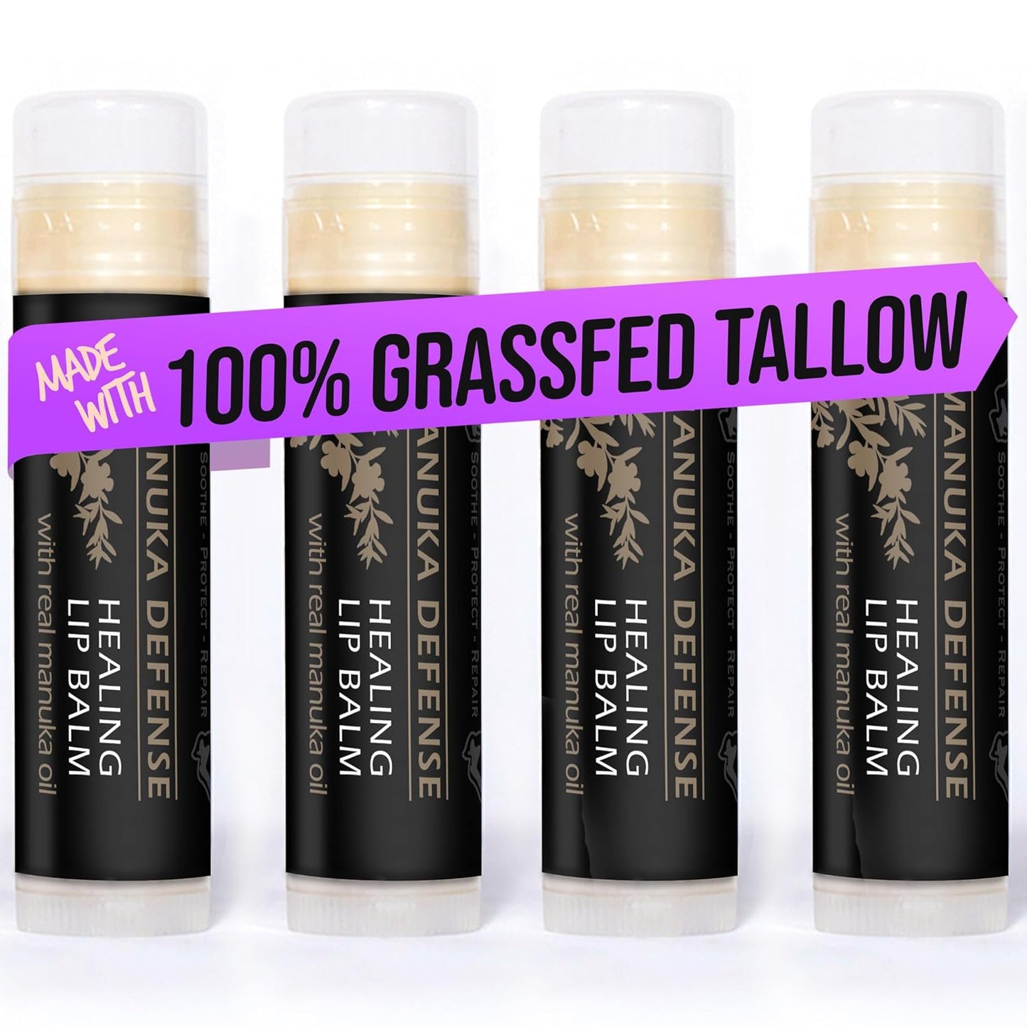 Balm Of Gilead Manuka Defense Healing Lip Balm - Intensive Moisture Therapy with Manuka & Tea Tree - 4-Pack, 0.15 oz