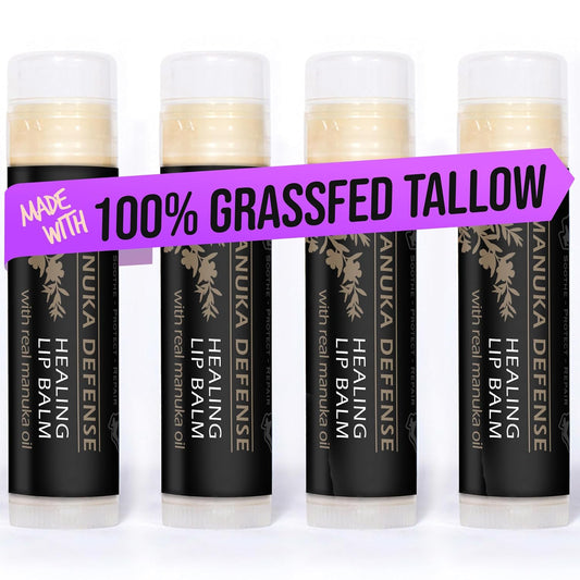 Balm Of Gilead Manuka Defense Healing Lip Balm - Intensive Moisture Therapy with Manuka & Tea Tree - 4-Pack, 0.15 oz