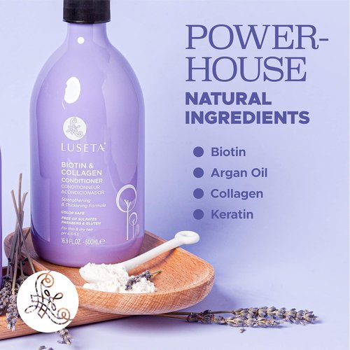 Luseta Biotin & Collagen Conditioner - Thickening Hair Loss Treatment | 16.9oz Argan Oil Infused, Sulfate & Paraben Free