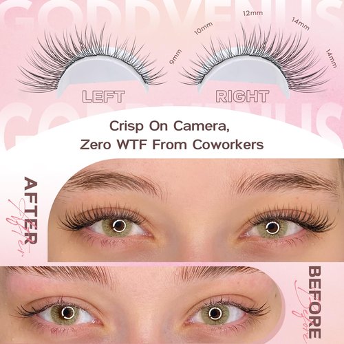 Goddvenus Lash Clusters Kit 9-14mm Wispy Eyelash Clusters Lashes Natural DIY Lash Extension Kit Short Cluster Eyelash Extensions Kit 300pcs C Curl Individual Lashes Cluster Eyelash (With Tweezers)