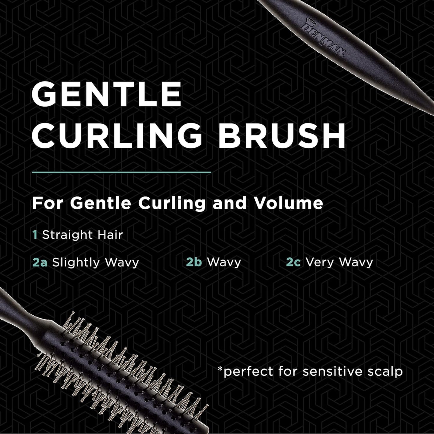 Denman Curling Round Hair Brush - Vented Barrel with Nylon Bristles for Volume & Movement | Black D73