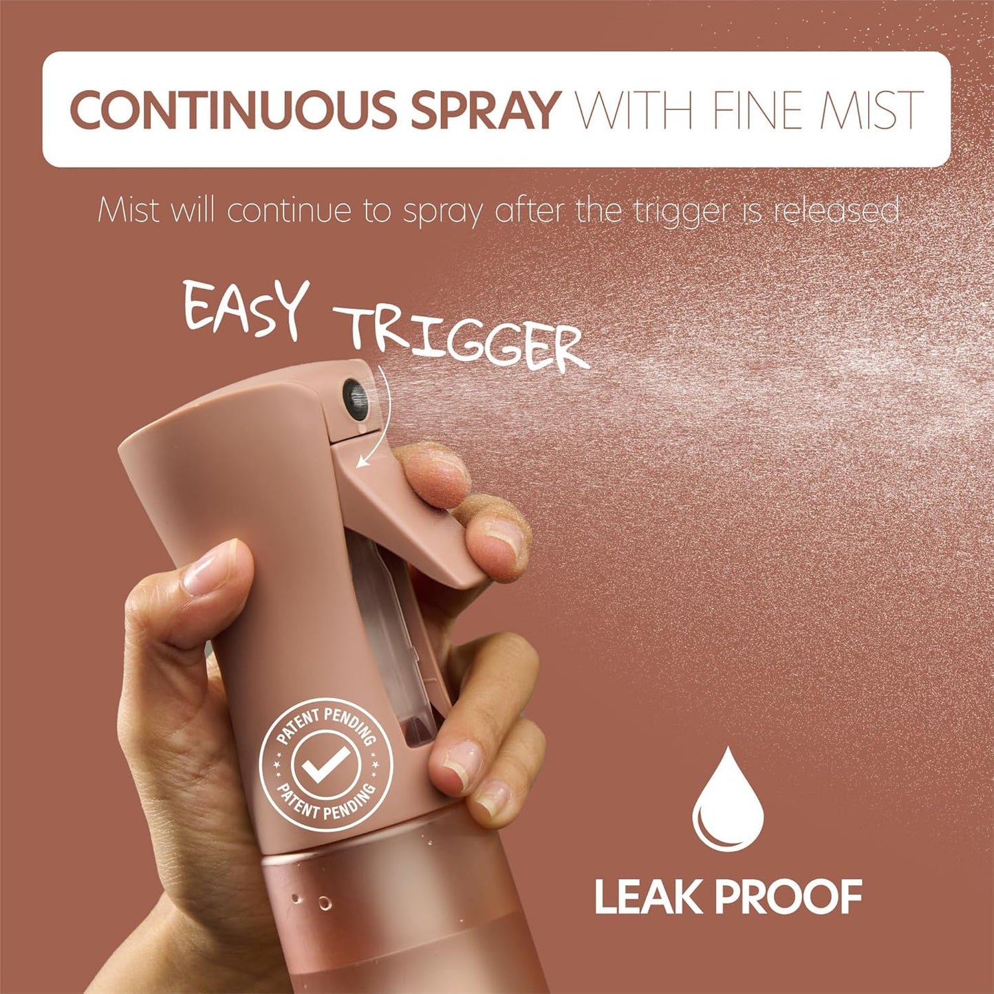 Skiennix 10 OZ Continuous Spray Bottle - Ultra Fine Mist Sprayer for Hair and Plants | Versatile Mister for Styling and Cleaning