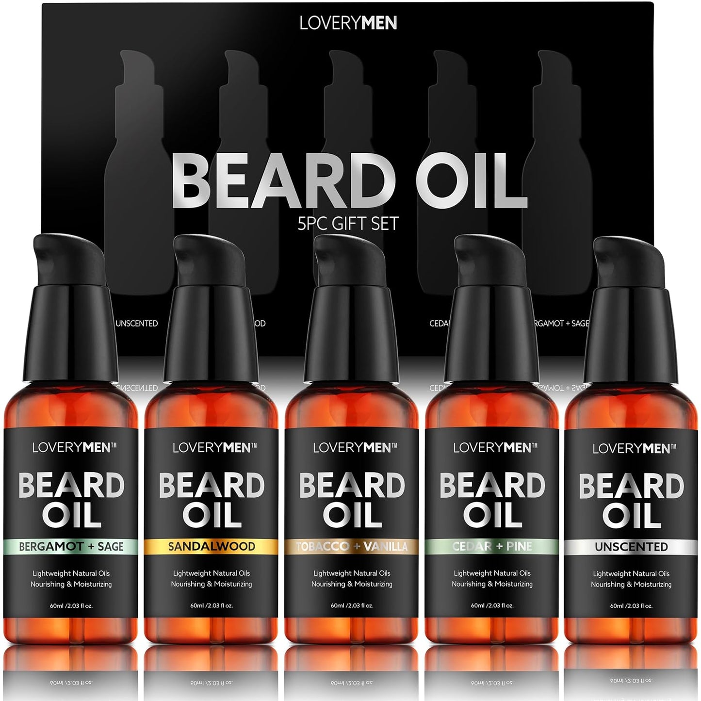 Skiennix Deluxe Beard Oil - Natural Grooming Kit with Argan & Jojoba Oil | Sandalwood, Tobacco Vanilla, Cedar Pine Fragrances