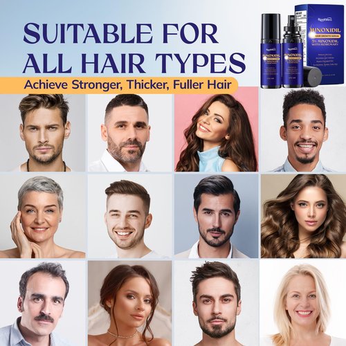 5% Minoxidil Hair Growth for Men and Women: 2-Pack Extra Strength Minoxidil Hair Loss Treatment Serum with Rosemary for Faster Stronger Thicker Hair Growth - 60ML Each