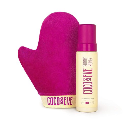 Coco & Eve Self Tanner Foam Kit - Dark Streak-Free Tanning Mousse with Applicator Mitt | Vegan & Cruelty-Free