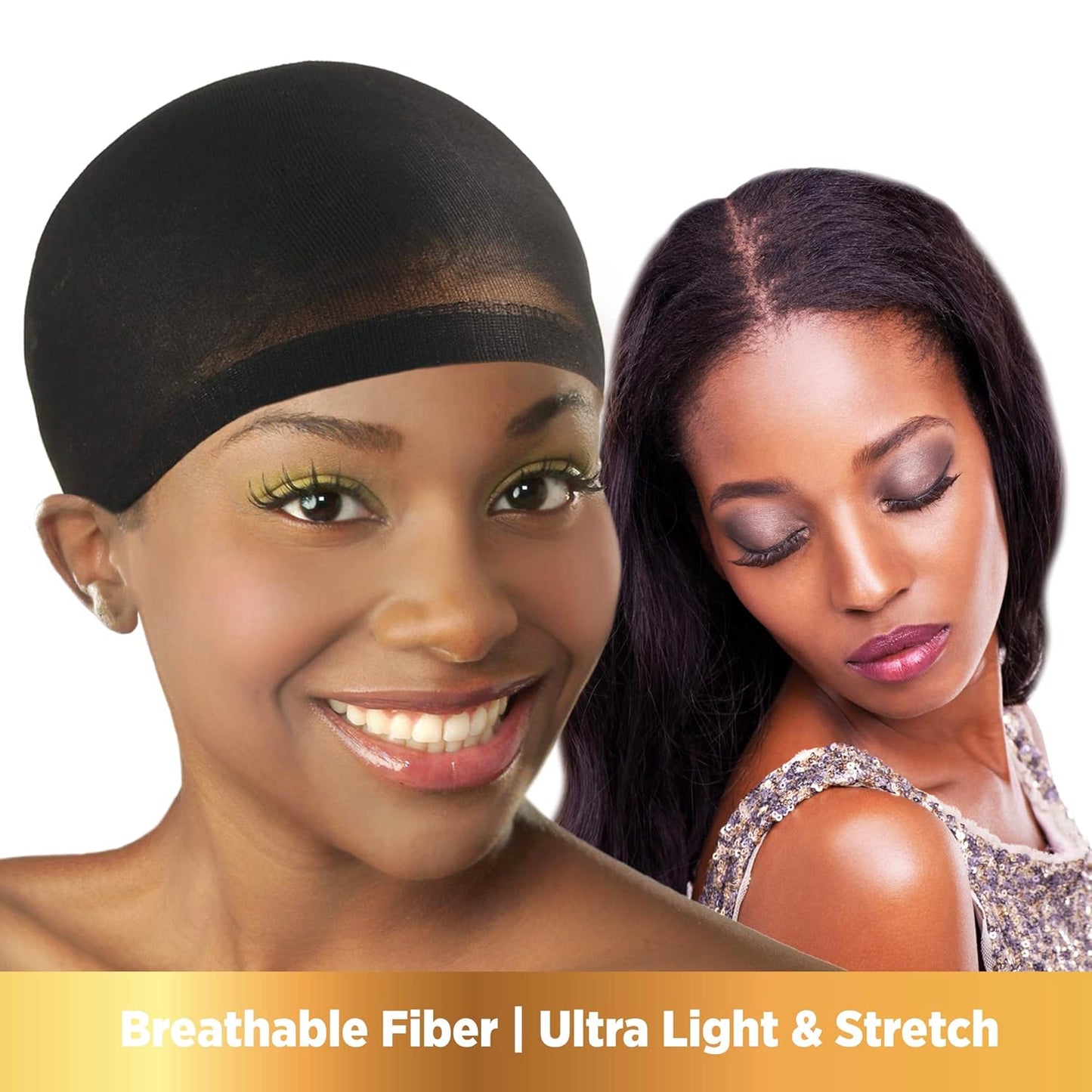 DONNA STOCKING WIG CAPS FOR WOMEN HAIR CAP, WIG HEAD, HAIR NET 2pcs 3PACK