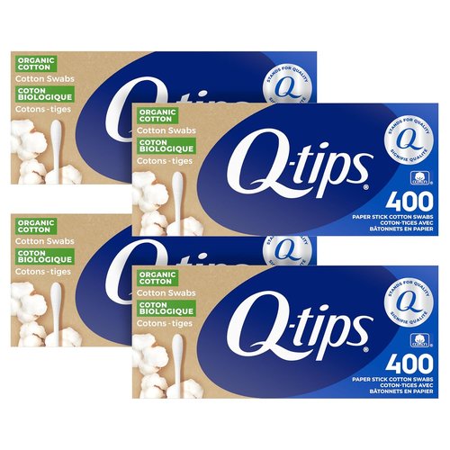 Q-tips Organic Cotton Swabs - Ultimate Home & Beauty Tool | 400 Count (4 Pack) - 1600 Total Swabs