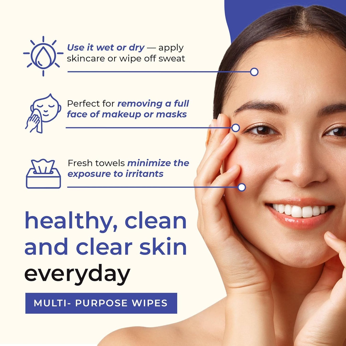 XL Disposable Face Towels by [Brand Name] - 100% Biodegradable Dry Wipes for Sensitive Skin | Extra Large, Ultra-Soft for Makeup Removal & Travel (50 Count)