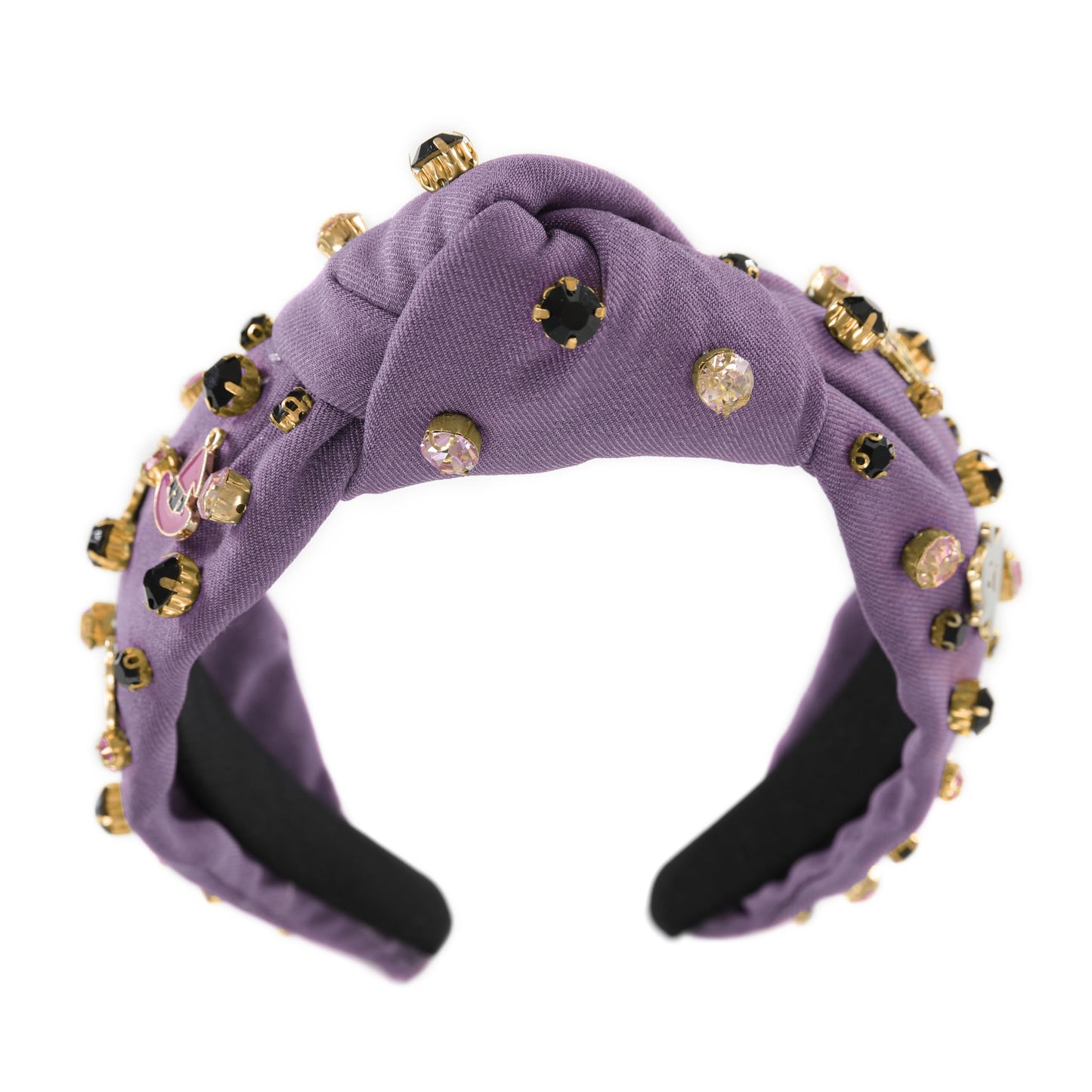 Gmmidea Halloween Jeweled Knotted Headbands for Women Sparkly Crystal Rhinestone Headband Wide Knot Pumpkin Ghost Embellished Hair Band Party Costume Hair Accessories Purple