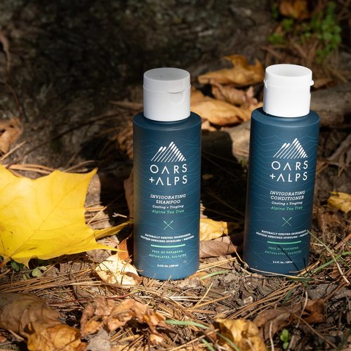 Oars + Alps Hair and Body Travel Kit for Men - TSA-Friendly, Sulfate-Free Shampoo, Conditioner & Deodorant | Alpine Tea Tree Scent