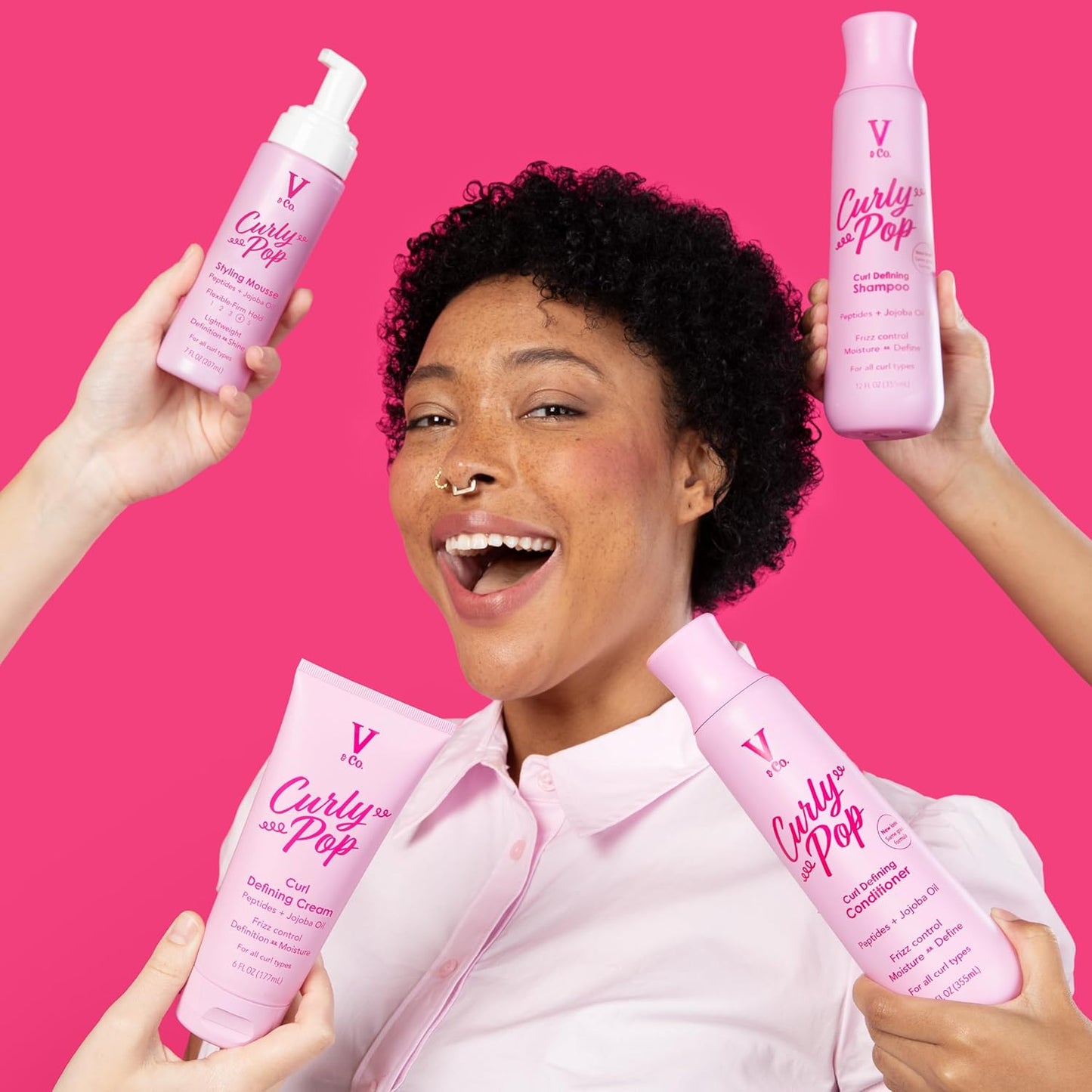 V&Co. Beauty Curl Defining Mousse - Anti-Frizz Moisturizing Curl Mousse with Peptides & Jojoba Oil, 6 oz