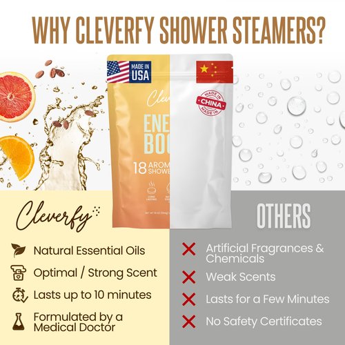 Cleverfy Citrus Shower Steamers Aromatherapy - Mothers Day Gifts for Mom, Wife from Husband, Grandma, Daughter and Sister - Birthday Gifts for Women, Mom, Teens, Girlfriend and Her - 18 Tablets