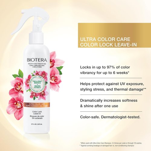 Biotera Ultra Color Care Leave-In Conditioner Spray - Locks In Color Vibrancy | Heat Protectant for Color-Treated Hair | Vegan & Sulfate-Free