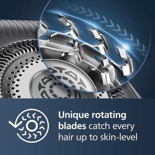 Philips Norelco 9400 Rechargeable Wet/Dry Electric Shaver with SenseIQ and Comfort Glide Ring Technology, Battery Powered, Silver, S9502/83