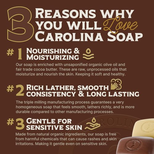 Carolina Castile Soap Patchouli Bergamot Bar Soap - Triple Milled for Silky Lather | 5 oz, Made with Olive Oil & Cocoa Butter