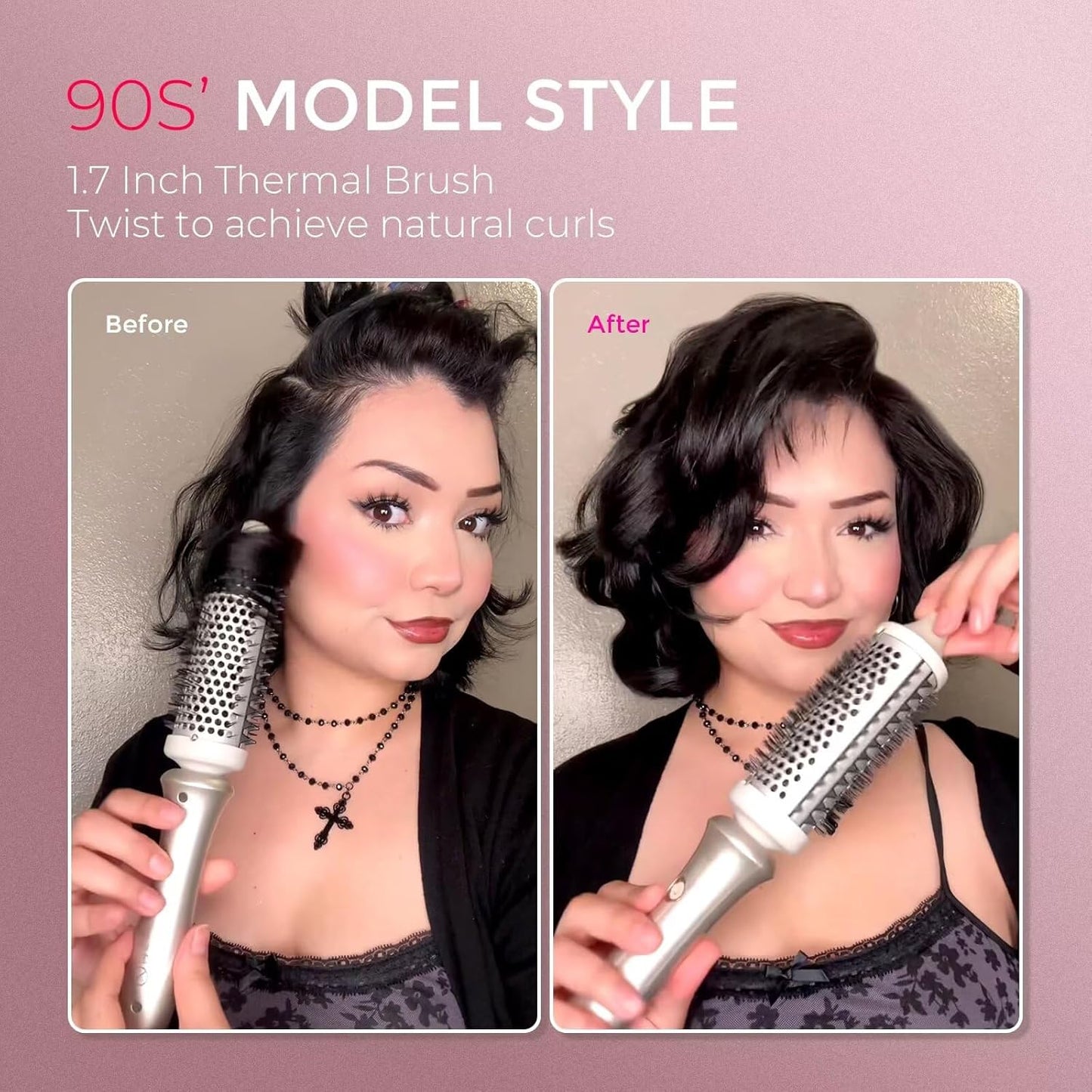 TYMO 2.0 Thermal Brush | STYLUX 1.7" Blowout Volumizer - 2-in-1 Heated Round Styler Tool in Gold