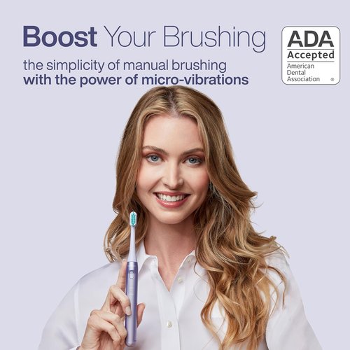 Aquasonic Rechargeable Toothbrush - ADA-Approved with Magnetic Holder & Slim Travel Case | 2 Modes & Smart Timers | Gentle Micro-Vibrations (Lilac)
