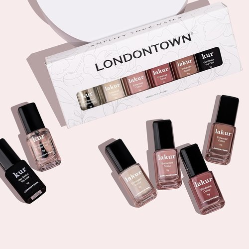 LONDONTOWN The Sophisticate Collection - Complete Manicure Nail Polish Kit with Base & Top Coats | 4 Vibrant Shades, 0.40fl oz