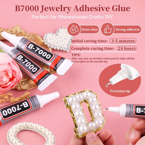 14000Pcs Flatback Pearls for Crafting (White), Assorted Size 2/3/4/5/6/8/10mm Half Pearl Bead Gems with 3Pcs 10ml B7000 Jewelry Glue, Bedazzling Kit for Crafts Shoes Graduation Cap Nail Art