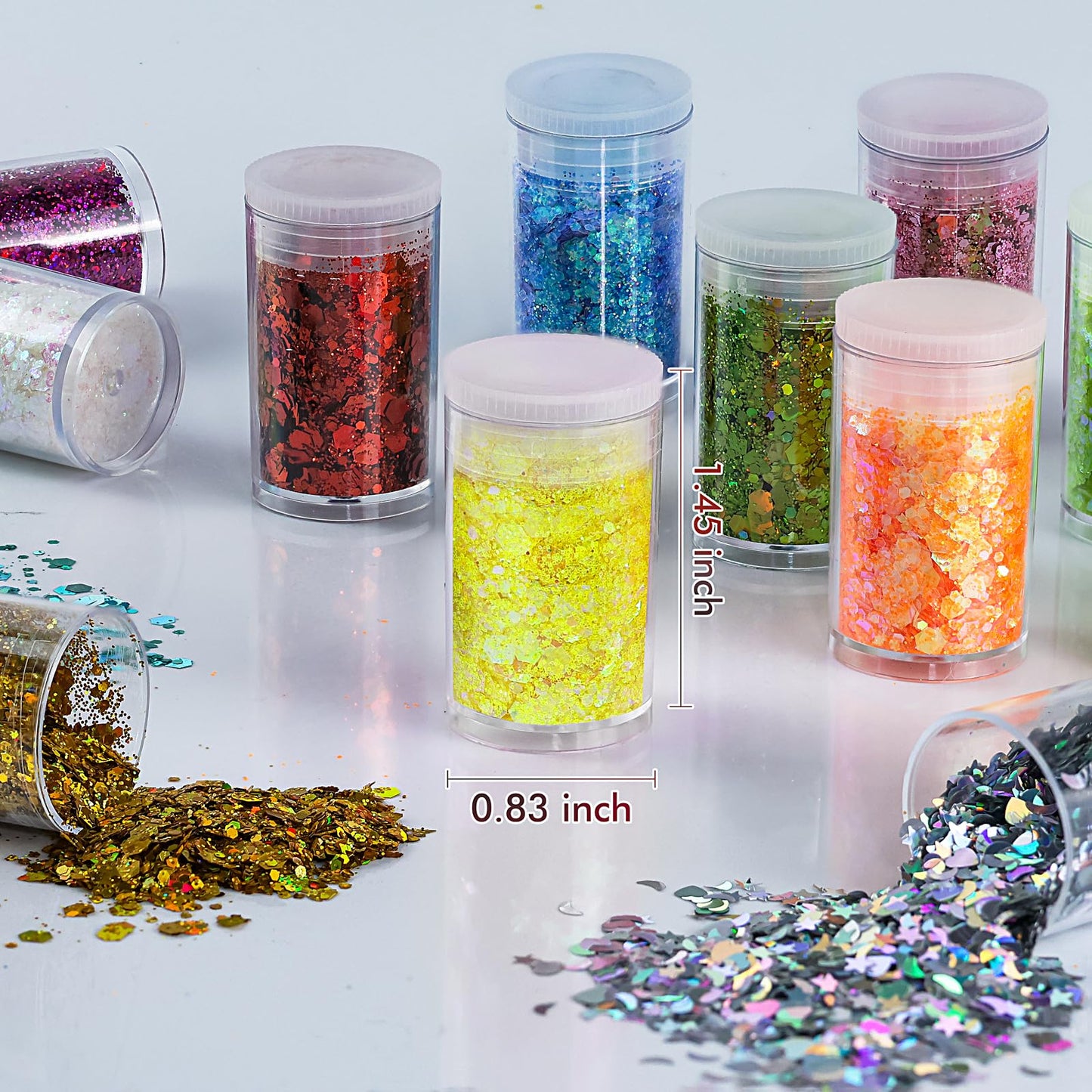 Holographic Chunky and Fine Glitter Mix, 45 Colors Craft Glitter for Epoxy Resin Arts, Iridescent Nail Glitter, Cosmetic Eye Hair Face Body Glitter, Glitter Flakes Sequins for Tumbler Festival Jewelry