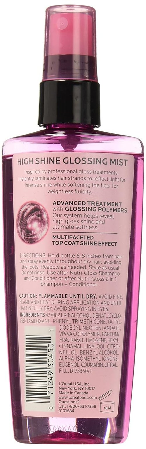 L'Oréal Paris Nutrigloss High Shine Glossing Mist - 3.4 Fl. Oz. for Radiant Hair Shine