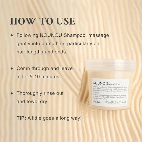 Davines NOUNOU Conditioner - Hydrating Deep Conditioner for Damaged & Dry Hair | Replenishes Chemically Treated Hair