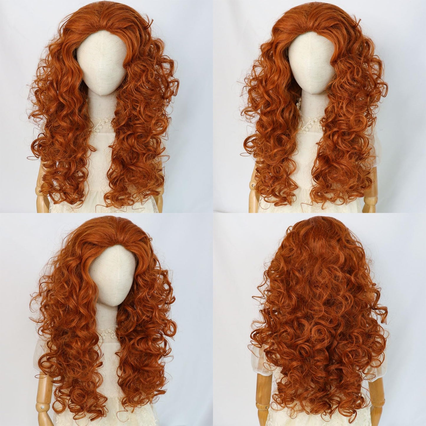 HUNIGIR Kids Orange Wig Girls Red Orange Wig Long Fluffy Curly Wig Ginger Princess Cosplay Wig Heat Resistant Synthetic Halloween Costume Wig with Wig Cap (Orange)