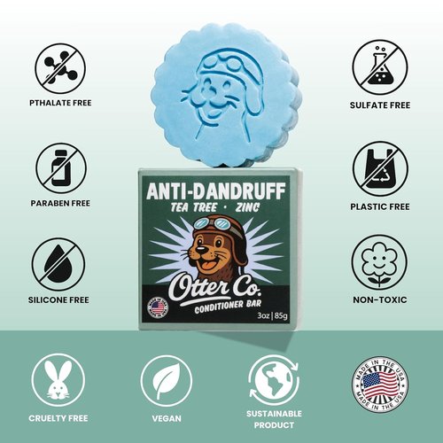 Otter Co. Anti-Dandruff Conditioner Bar | Tea Tree & Zinc Pyrithione - Hydrating, Vegan, Sulfate-Free for All Hair Types