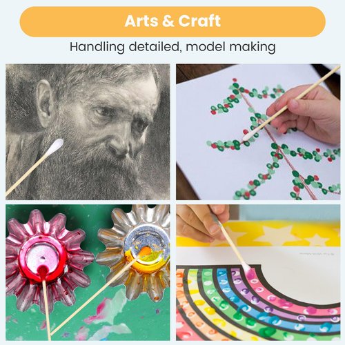 500PCS 6" Cotton Swabs in Storage Box - Long Cotton Swab with Bamboo Handle - Lint Free Cotton Swabs with Wooden Sticks - Highly Absorbent Cotton Tipped Applicators for Makeup, Gun Cleaning, Pet Care