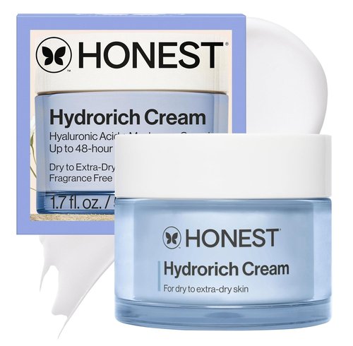 Honest Beauty Hydrorich Cream - Hyaluronic Acid & Mushroom Complex for Dry Skin | Vegan & Hypoallergenic