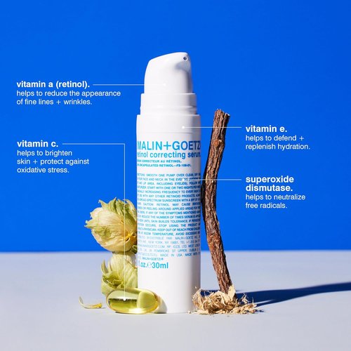 MALIN+GOETZ Retinol Correcting Serum - Multi-Vitamin Formula with A, C, E & Superoxide Dismutase | Smooths Texture & Reduces Fine Lines | 1 Fl Oz