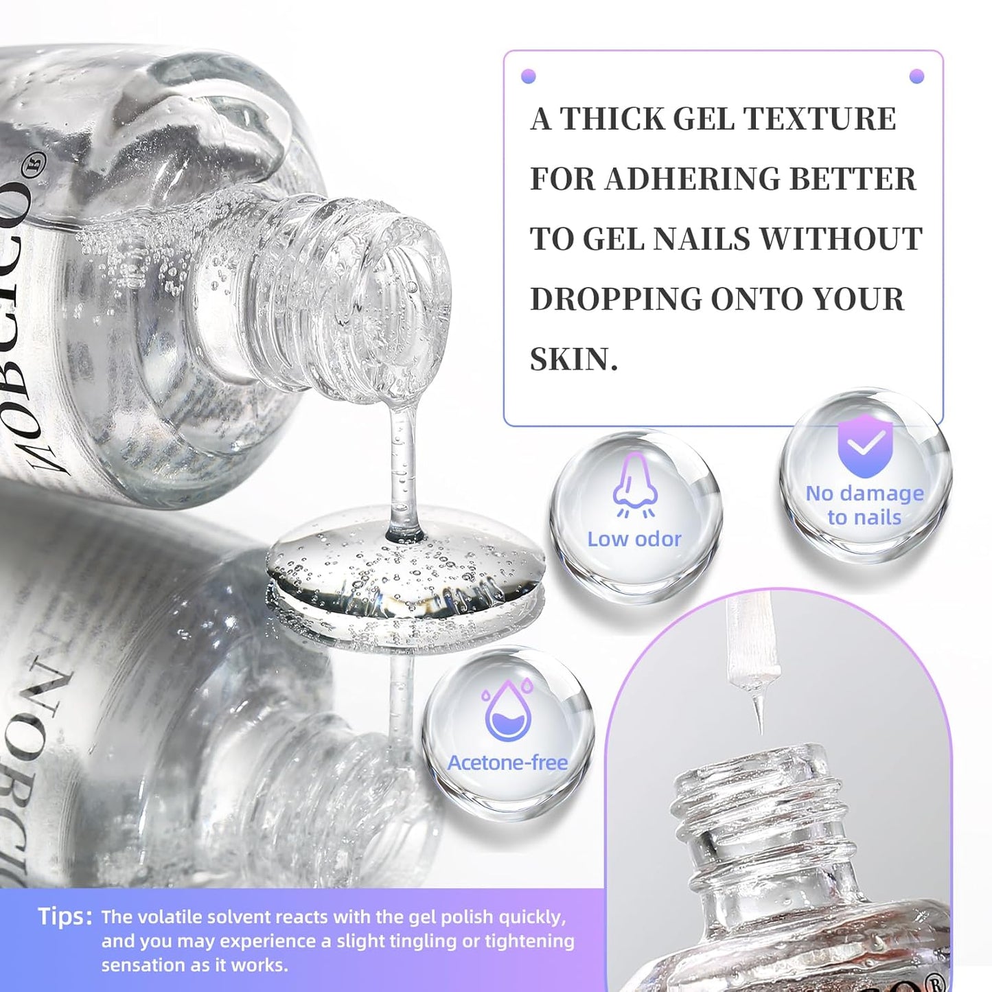 Skiennix Gel Nail Polish Remover - Low-Odor, Quick & Gentle Acetone-Free Solution | 15ml