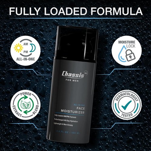 Chassis 360 All-In-One Face Moisturizer - Hydrating Men's Lotion with Vitamin C & Niacinamide - 3.4 Fl Oz