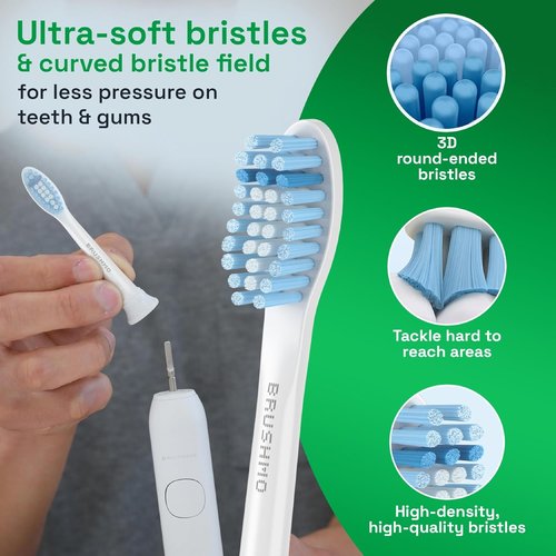 Brushmo Replacement Toothbrush Heads - Sensitive Care for Philips Sonicare | 8 Extra Soft Dupont Bristles, White