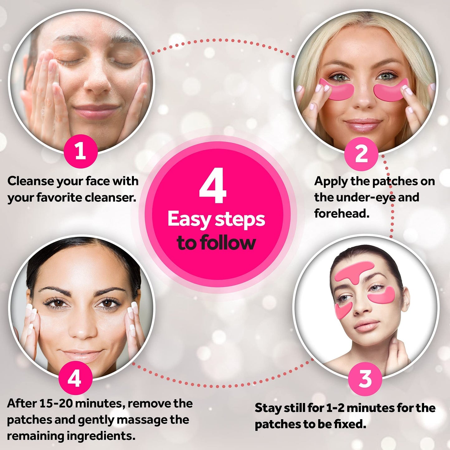 Forehead and Under Eye Wrinkle Patches for Face - Collagen, Hyaluronic Acid and Vitamin A Skin Pads - Forehead Line Remover Wrinkle Eye Patch Set - 26 Strawberry Sachets