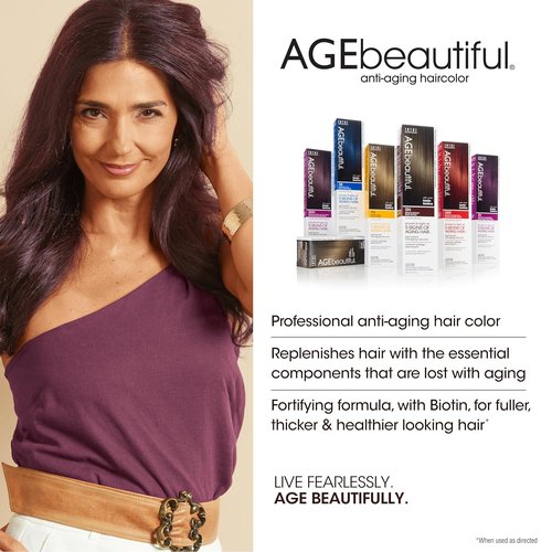 AGE Beautiful Permanent Hair Color Dye - 100% Gray Coverage | Anti-Aging Formula with Biotin for Thicker, Healthier Hair