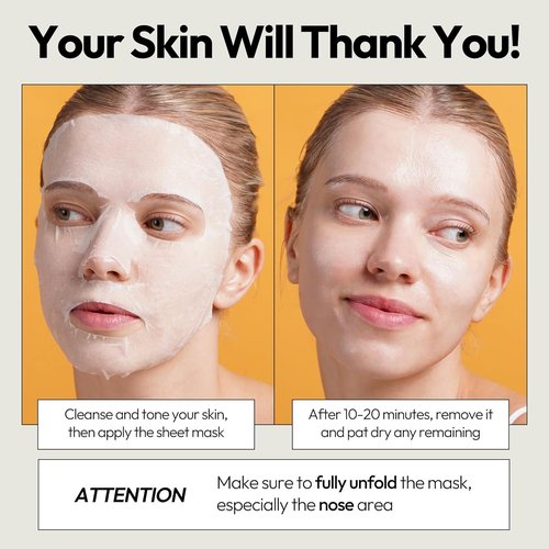 LAPCOS Vita C Sheet Mask - Daily Vitamin C Face Mask for Skin Renewal | 5-Pack Korean Beauty Essential